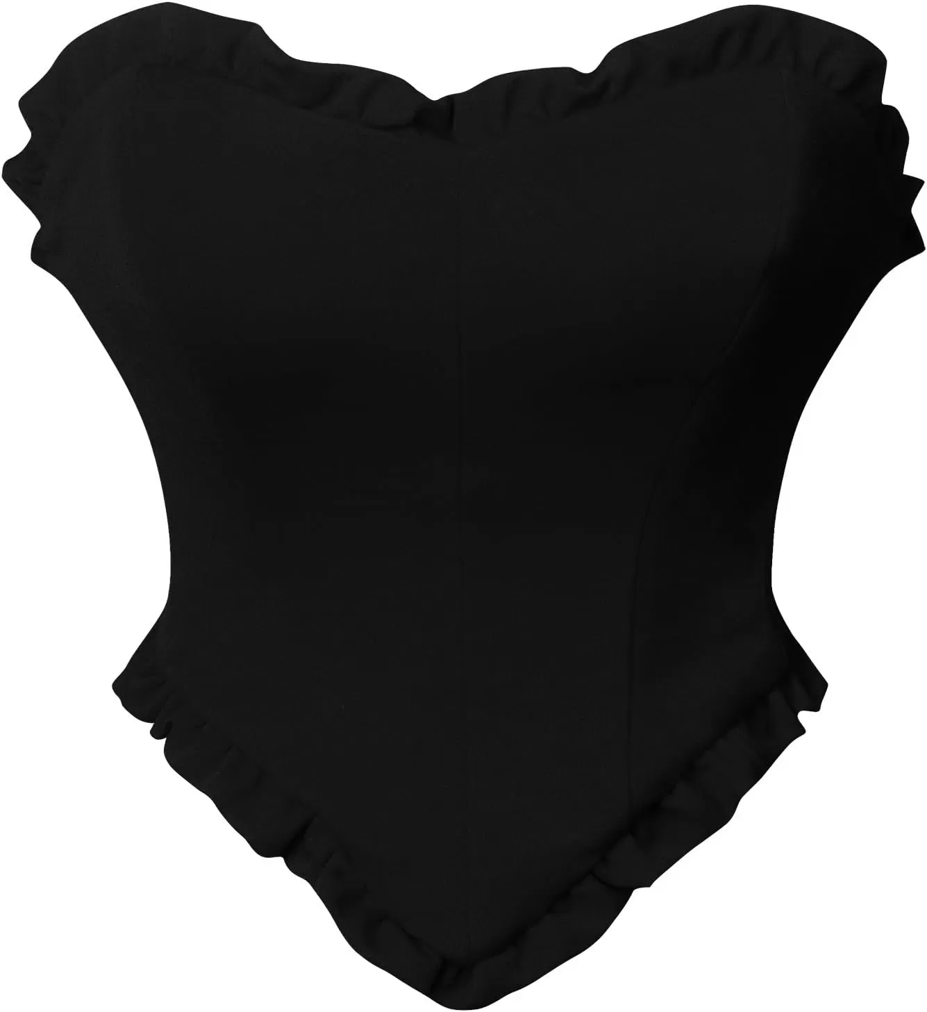 imageCharmian Womens Fashion Strapless HeartShaped Open Back Lace Up Bustier TopBlack