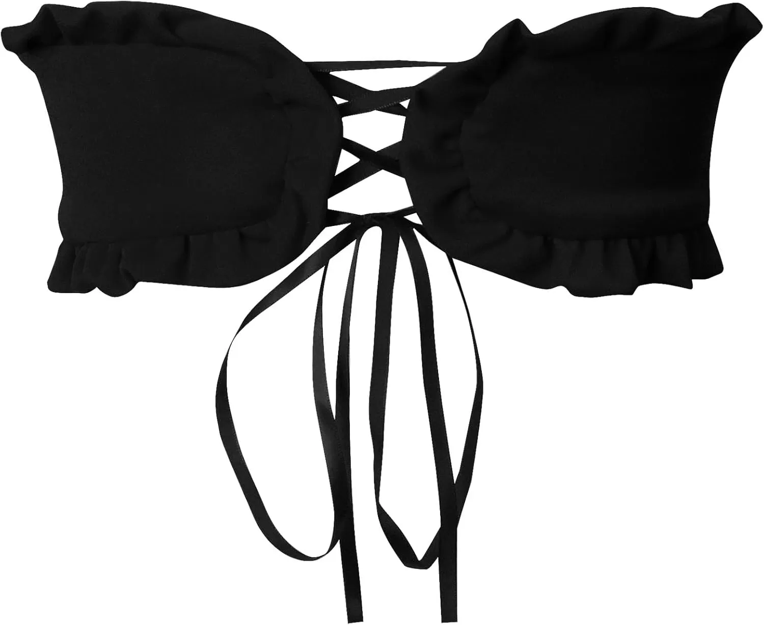 imageCharmian Womens Fashion Strapless HeartShaped Open Back Lace Up Bustier TopBlack