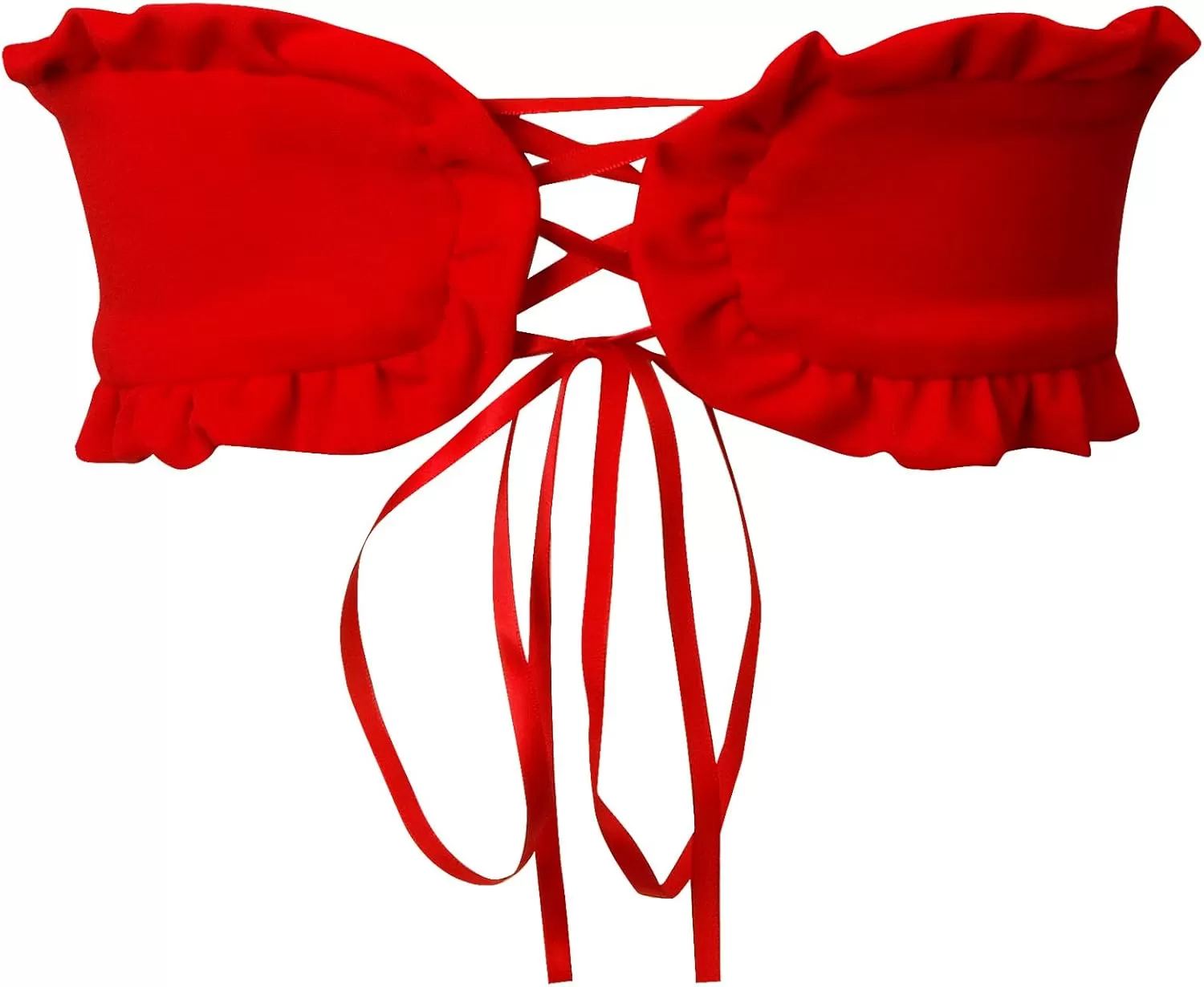 imageCharmian Womens Fashion Strapless HeartShaped Open Back Lace Up Bustier TopRed