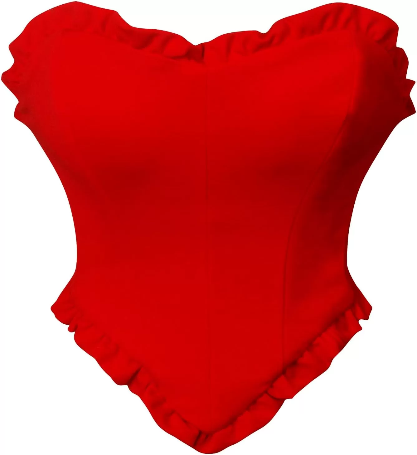 imageCharmian Womens Fashion Strapless HeartShaped Open Back Lace Up Bustier TopRed
