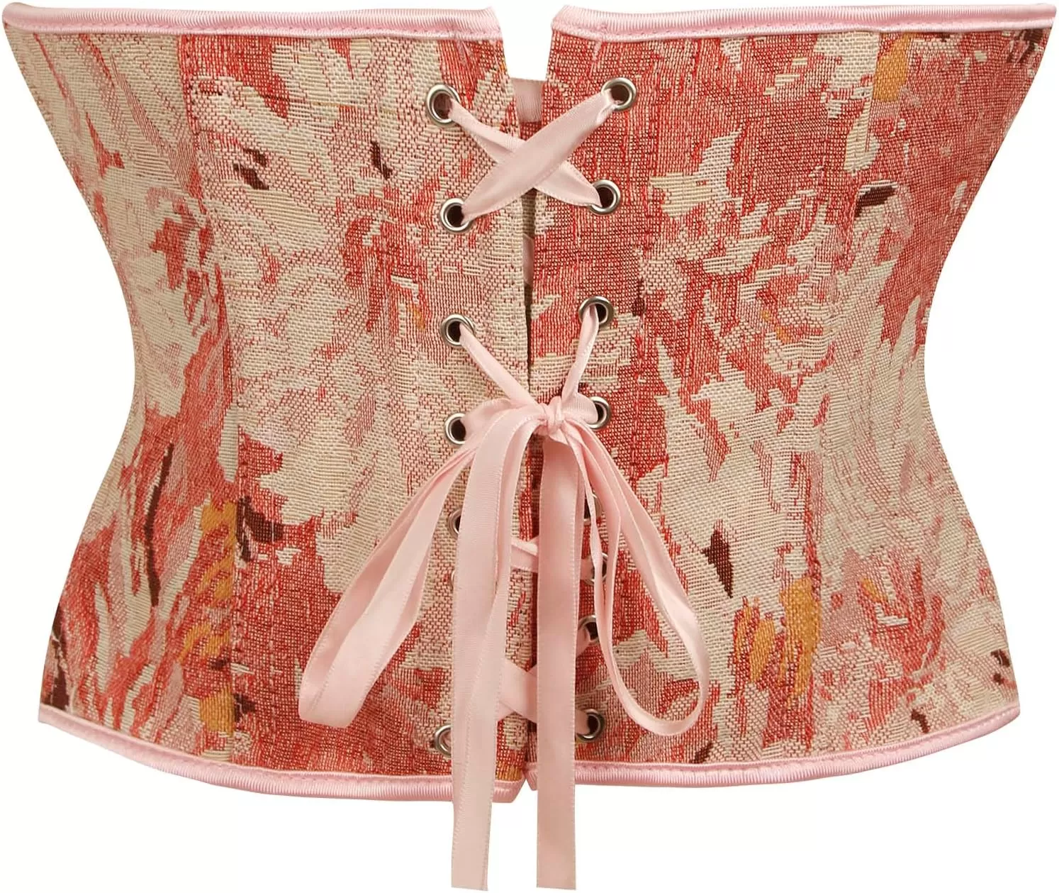 imageCharmian Womens Floral Lace Up Boned Overbust Corset Bustier Bodyshaper TopPink
