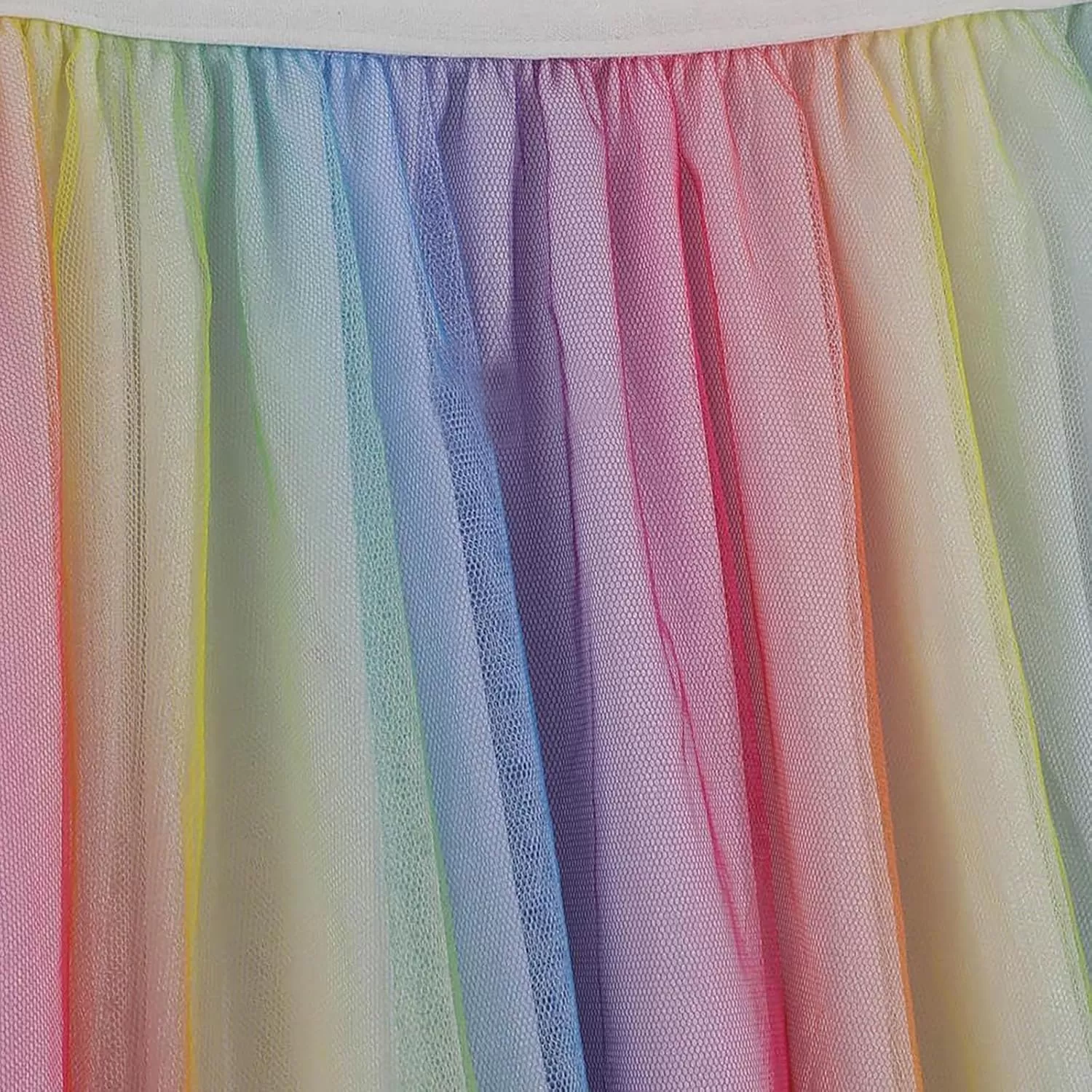 imageCharmian Womens Pleated Knee Length Elastic High Waist ALine Midi Tulle SkirtRainbow