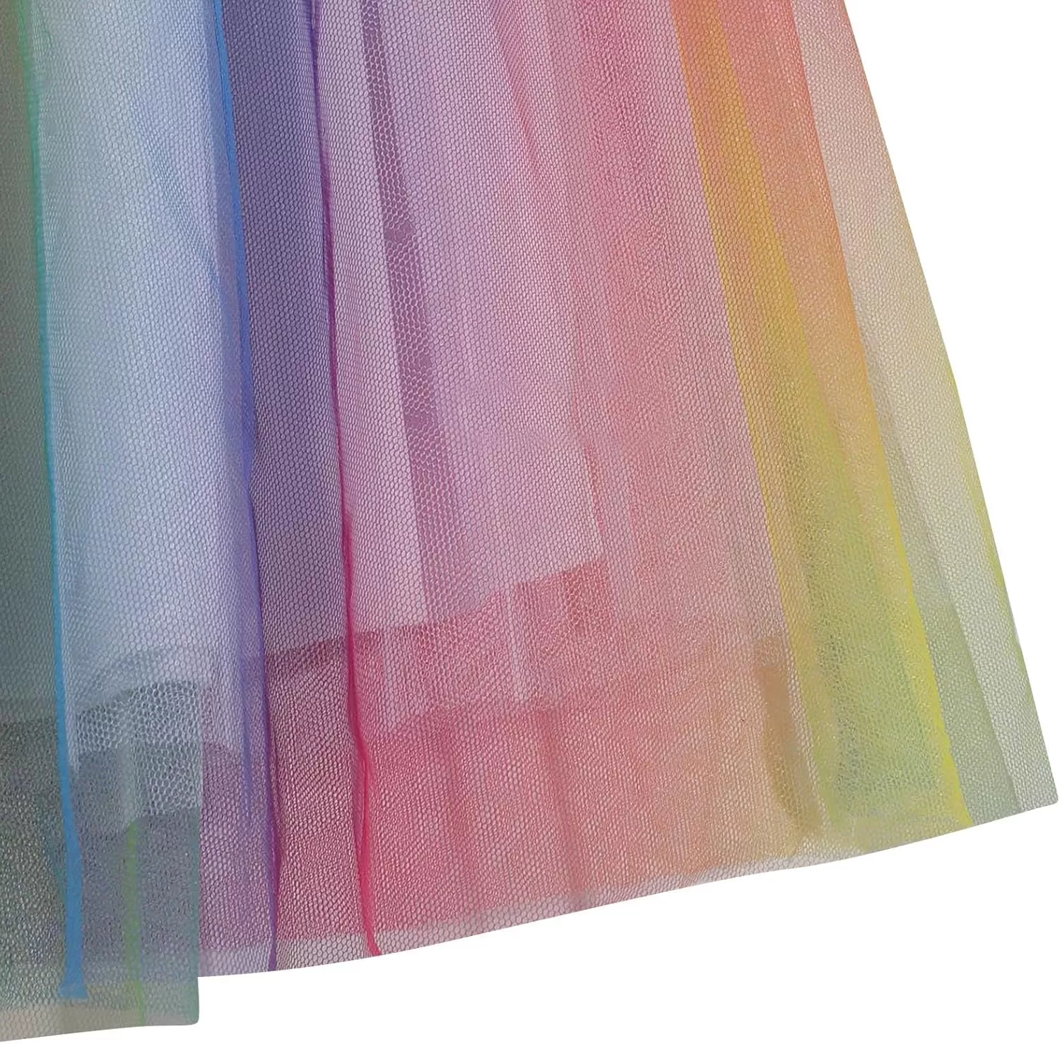 imageCharmian Womens Pleated Knee Length Elastic High Waist ALine Midi Tulle SkirtRainbow
