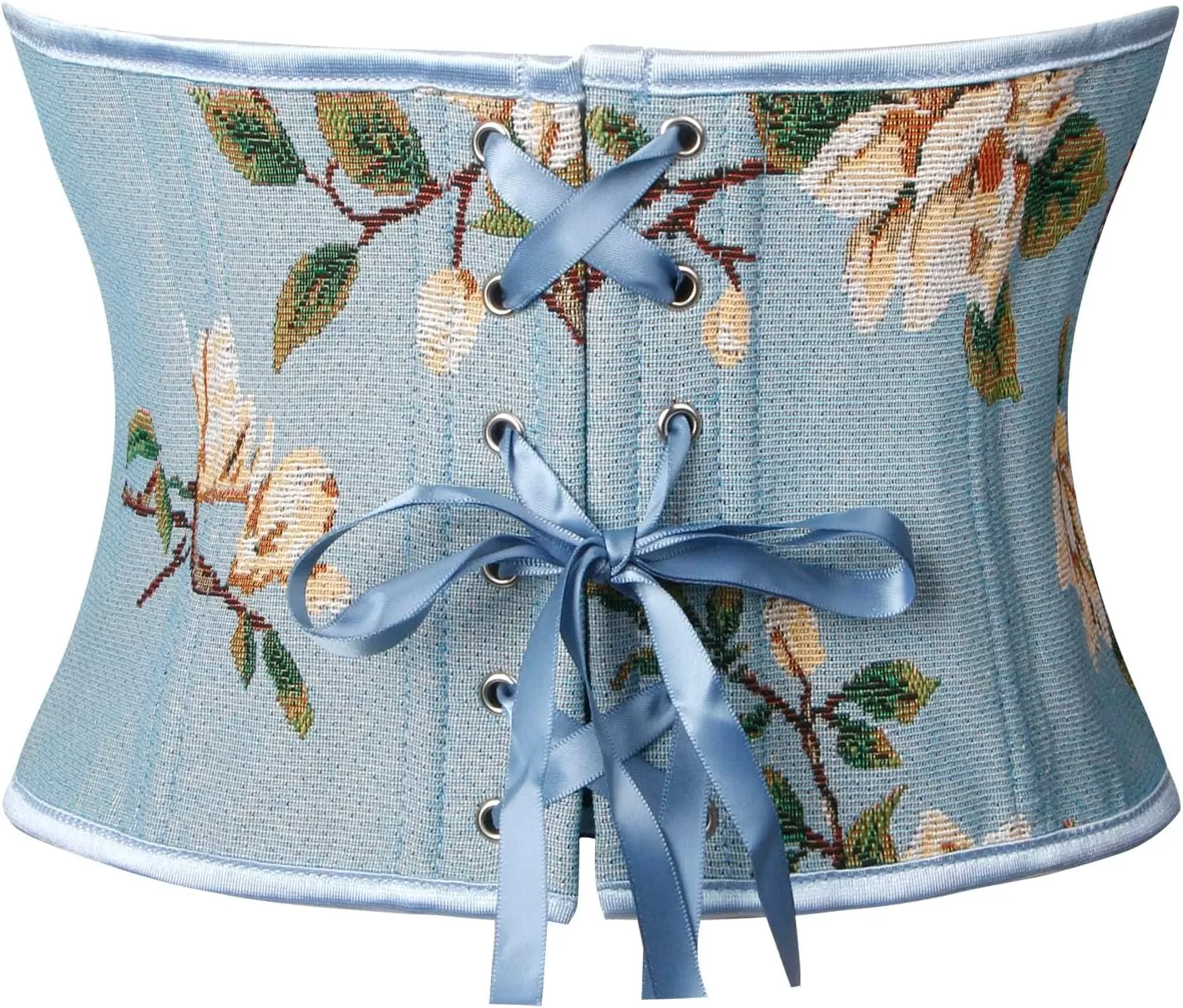 imageCharmian Womens Renaissance Retro Floral Strapless Bustier Corset Crop TopBlue
