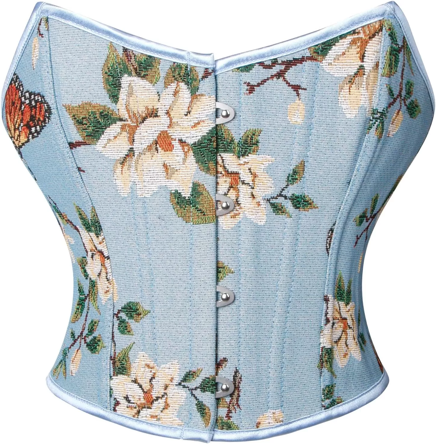 imageCharmian Womens Renaissance Retro Floral Strapless Bustier Corset Crop TopBlue