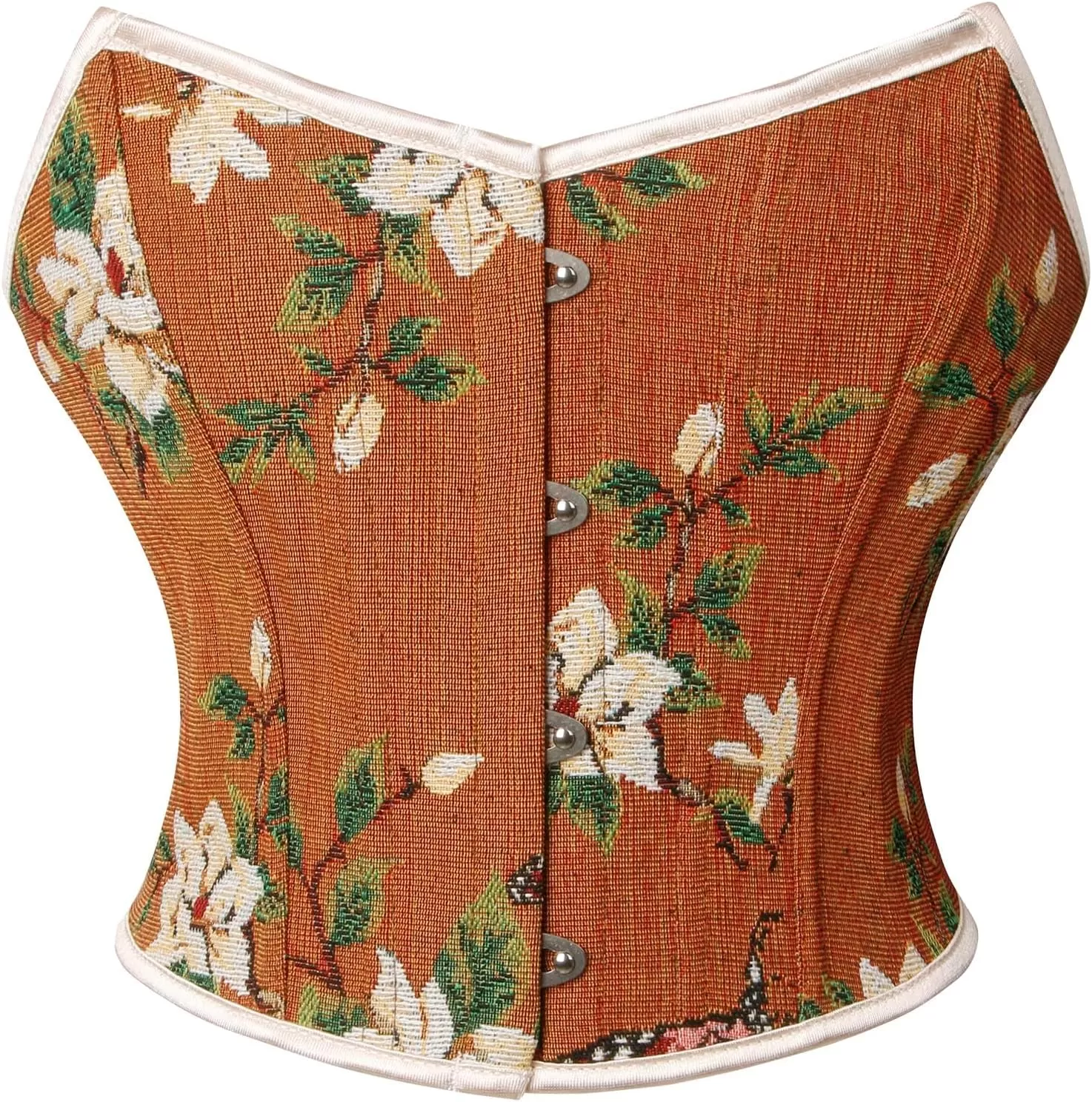imageCharmian Womens Renaissance Retro Floral Strapless Bustier Corset Crop TopBrown