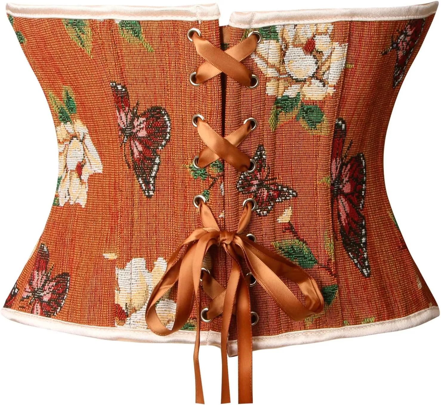 imageCharmian Womens Renaissance Vintage Butterfly Floral Print Overbust Corset TopBrown