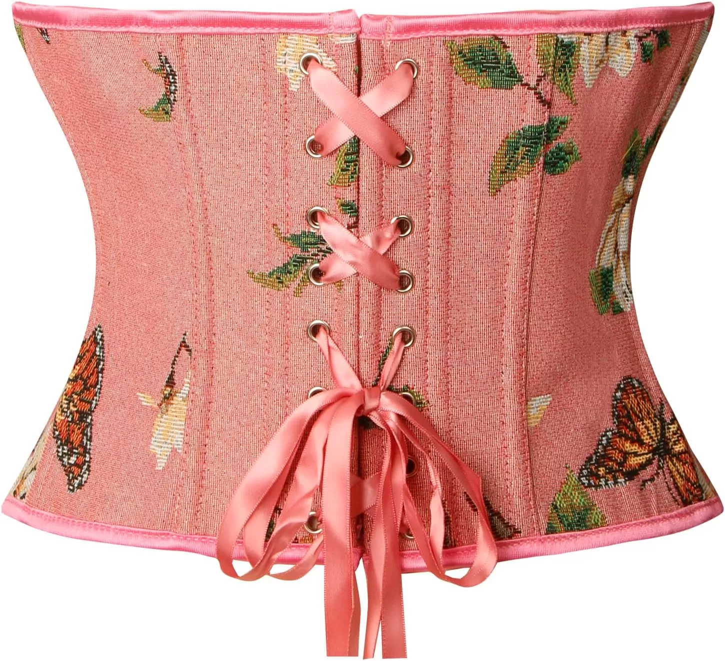 imageCharmian Womens Renaissance Vintage Butterfly Floral Print Overbust Corset TopPink