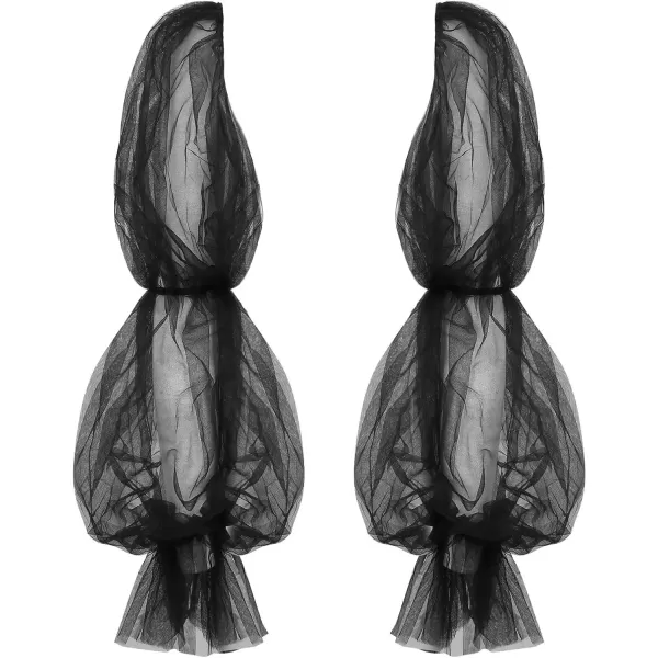 imageCharmian Womens Long Fingerless Sheer Gloves Detachable Mesh Tulle SleevesBlack