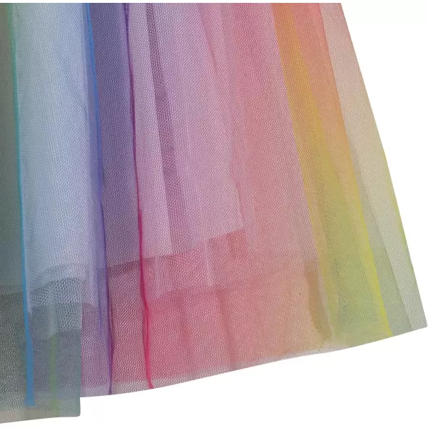 imageCharmian Womens Pleated Knee Length Elastic High Waist ALine Midi Tulle SkirtRainbow
