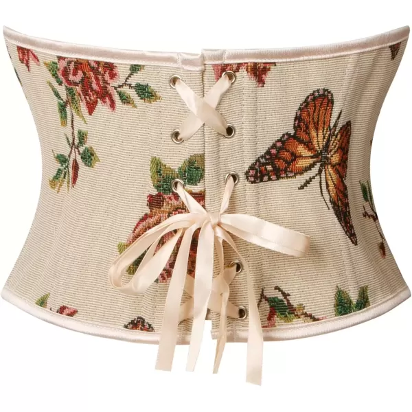 imageCharmian Womens Renaissance Retro Floral Strapless Bustier Corset Crop TopBeige