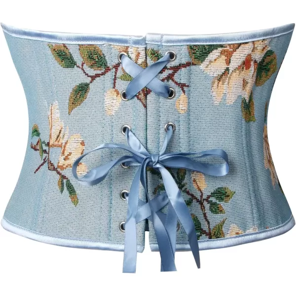 imageCharmian Womens Renaissance Retro Floral Strapless Bustier Corset Crop TopBlue