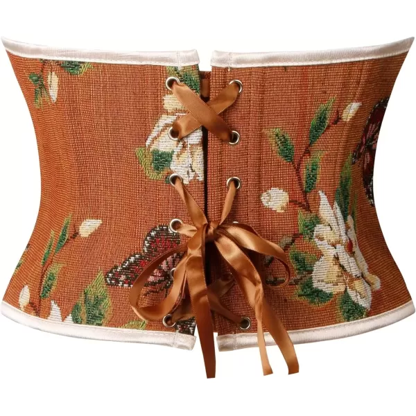 imageCharmian Womens Renaissance Retro Floral Strapless Bustier Corset Crop TopBrown