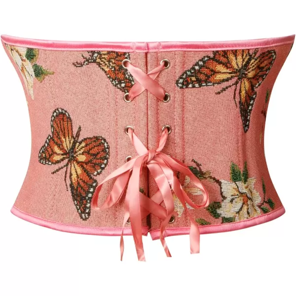 imageCharmian Womens Renaissance Retro Floral Strapless Bustier Corset Crop TopPink