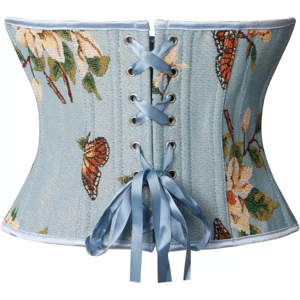 imageCharmian Womens Renaissance Vintage Butterfly Floral Print Overbust Corset TopBlue
