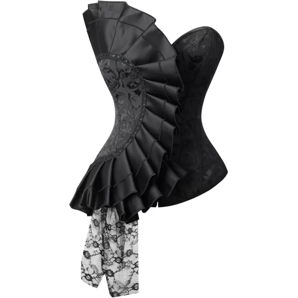 imageCharmian Womens Retro Vintage Victorian Floral Brocade Overbust Corset BustierBlack