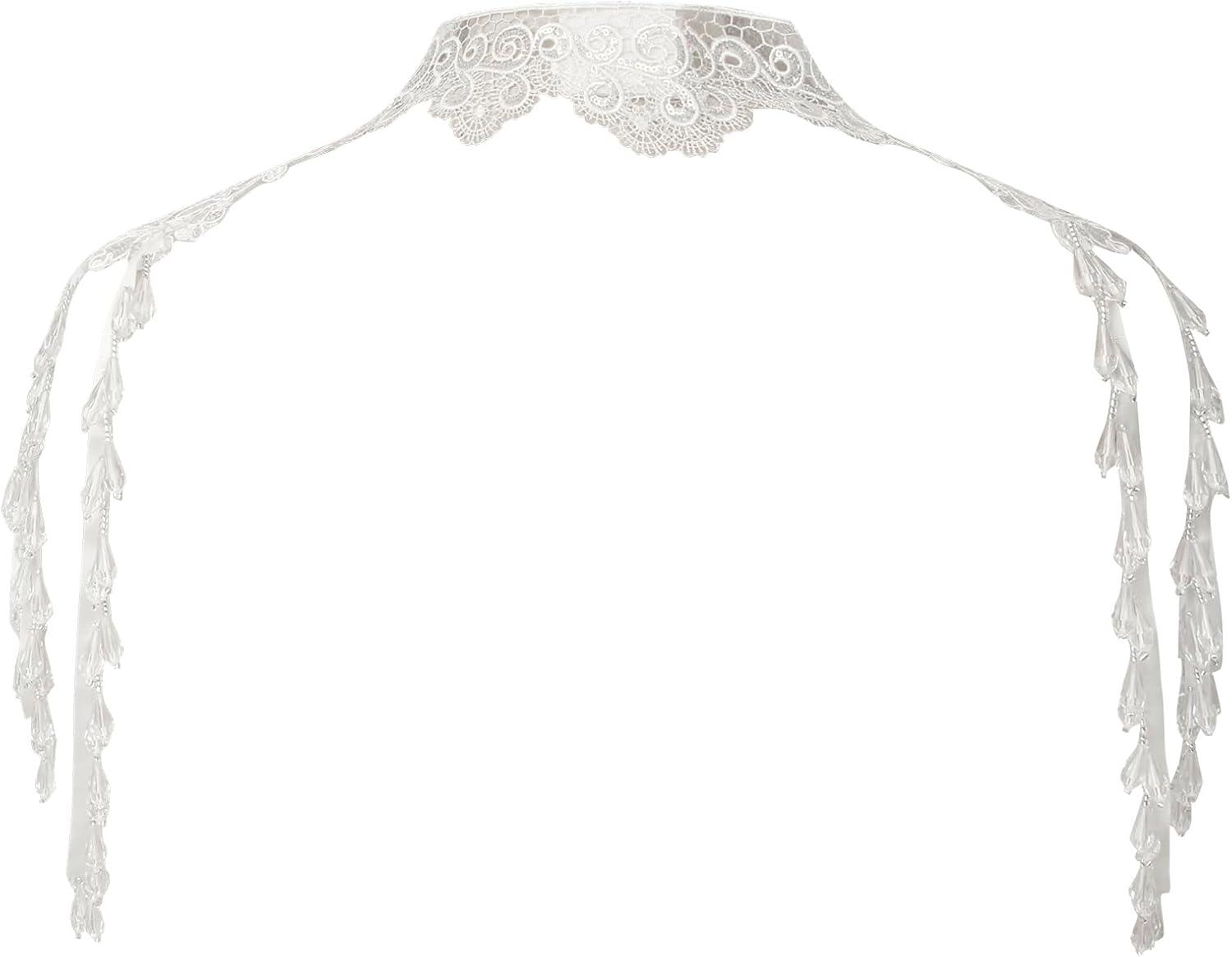 imageCharmian Womens Steampunk Victorian Chain Shoulder Wrap Cape Collar ChokerWhite