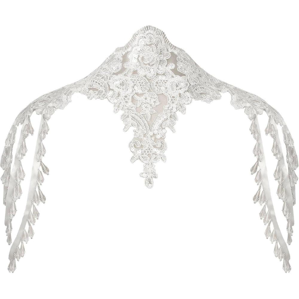 imageCharmian Womens Steampunk Victorian Chain Shoulder Wrap Cape Collar ChokerWhite