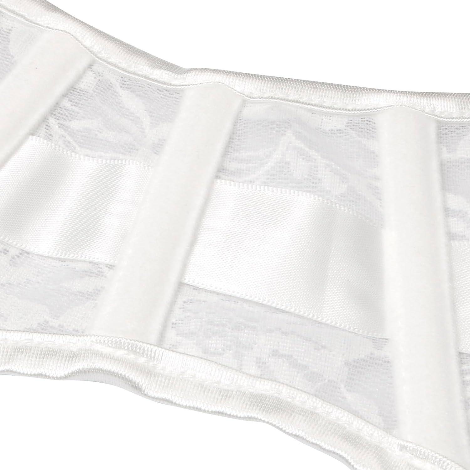 imageCharmian Womens Retro Vintage Floral Mesh Lace Corset Tie Back Waist Cinch BeltWhite