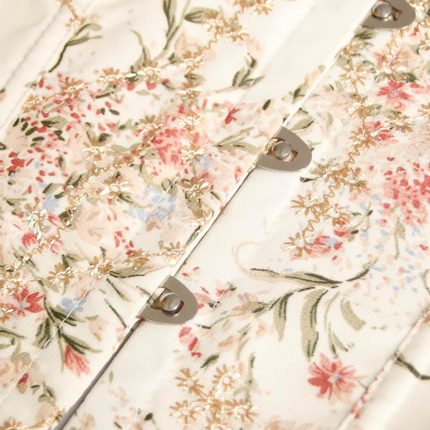 imageCharmian Womens Vintage Lace Up Floral Embroidered Corset Belt Waist CincherBeige
