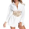 imageCharmian Womens Vintage Lace Up Floral Embroidered Corset Belt Waist CincherBeige