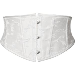 imageCharmian Womens Vintage Floral Short Torso Underbust Corset Waist Cinch BeltWhite