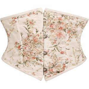 imageCharmian Womens Vintage Lace Up Floral Embroidered Corset Belt Waist CincherBeige