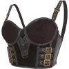 imageCharmian Womens PU Leather Spaghetti Straps Bustier Bra Clubwear Crop TopBrown