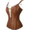 imageCharmian Womens Renaissance Lace Up Vintage Boned Bustier Corset with GartersCaramel Brown