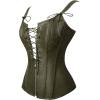 imageCharmian Womens Renaissance Lace Up Vintage Boned Bustier Corset with GartersOlive Green