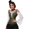 imageCharmian Womens Renaissance Lace Up Vintage Boned Bustier Corset with GartersOlive Green