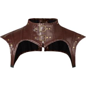 imageCharmian Womens Steampunk Gothic Leather Costume Shoulder Jacket Shrug ArmorLight Brown