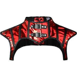imageCharmian Womens Steampunk Gothic Leather Costume Shoulder Jacket Shrug ArmorRedBlack