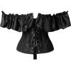 imageCharmian Womens Vintage Victorian Off Shoulder Ruffled Lace Up Overbust CorsetBlack