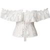 imageCharmian Womens Vintage Victorian Off Shoulder Ruffled Lace Up Overbust CorsetWhite