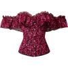 imageCharmian Womens Vintage Victorian Off Shoulder Ruffled Lace Up Overbust CorsetPinkRed