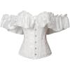 imageCharmian Womens Vintage Victorian Off Shoulder Ruffled Lace Up Overbust CorsetWhite