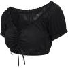 imageCharmian Womens Vintage Off Shoulder Short Sleeve Shirt Blouse Crop TopBlack