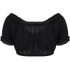 imageCharmian Womens Vintage Off Shoulder Short Sleeve Shirt Blouse Crop TopBlack
