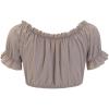 imageCharmian Womens Vintage Off Shoulder Short Sleeve Shirt Blouse Crop TopGrey