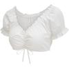 imageCharmian Womens Vintage Off Shoulder Short Sleeve Shirt Blouse Crop TopWhite