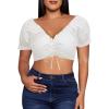imageCharmian Womens Vintage Off Shoulder Short Sleeve Shirt Blouse Crop TopWhite