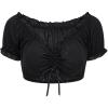 imageCharmian Womens Vintage Off Shoulder Short Sleeve Shirt Blouse Crop TopBlack
