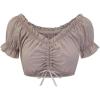 imageCharmian Womens Vintage Off Shoulder Short Sleeve Shirt Blouse Crop TopGrey