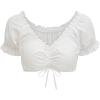 imageCharmian Womens Vintage Off Shoulder Short Sleeve Shirt Blouse Crop TopWhite