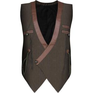 imageCharmian Mens Steampunk Victorian Renaissance Waistcoat Vest Business Suit VestBrown