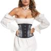 imageCharmian Womens Floral Lace Mesh Underbust Corset Steel Boned Waist Cincher