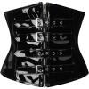imageCharmian Womens Gothic PVC Leather Front Zipper Underbust Corset with BucklesBlack