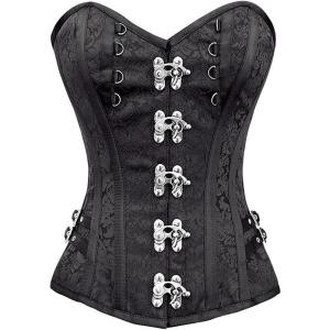 imageCharmian Womens Steampunk Gothic Brocade Spiral Steel Boned Corset with Buckles