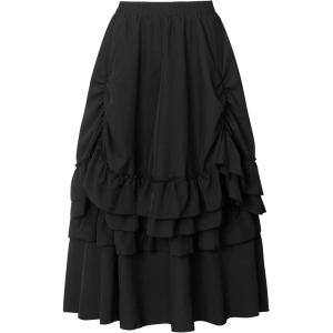 imageCharmian Womens Medieval Retro Steampunk Gothic Victorian Renaissance SkirtBlack